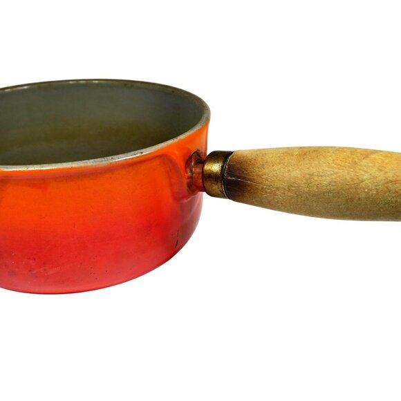 Le Creuset #14 Saucepan Flame Orange with Lid Mid-Century Enamel Cookware - Picture 7 of 11